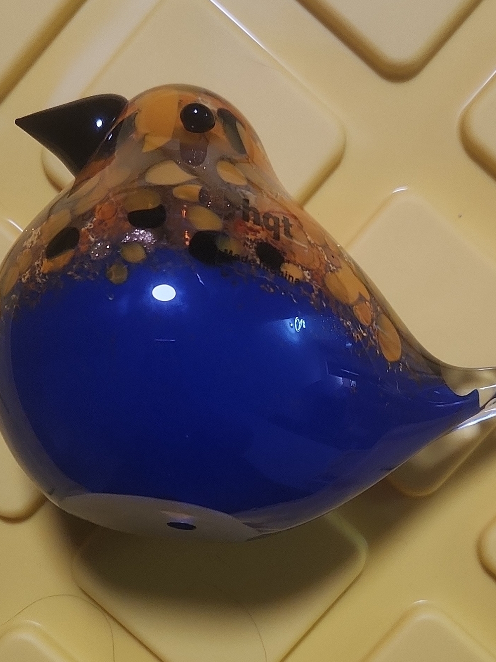 Blue and Amber Glass Bird Décor - Decorative Pet-Themed Ornament